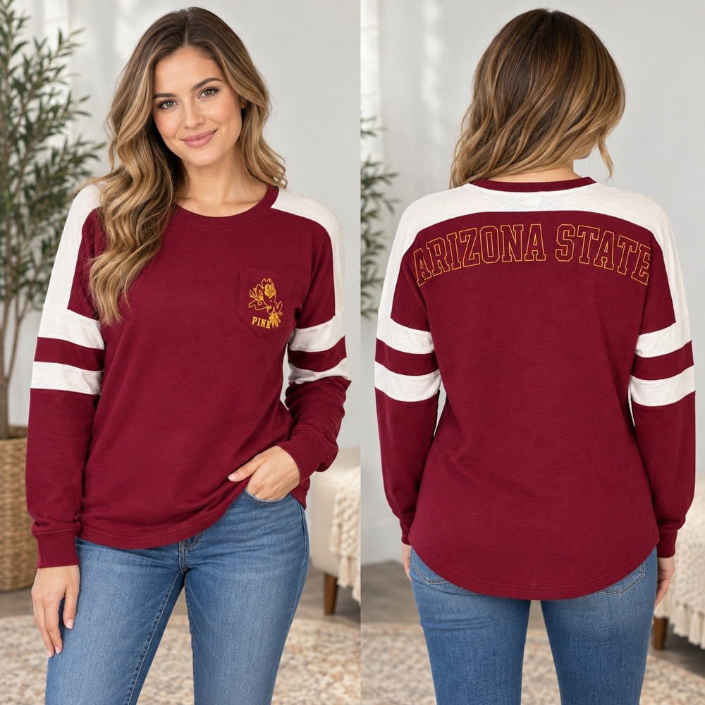 Victoria's Secret PINK Arizona State ASU Sweatshirt XS Maroon 2014